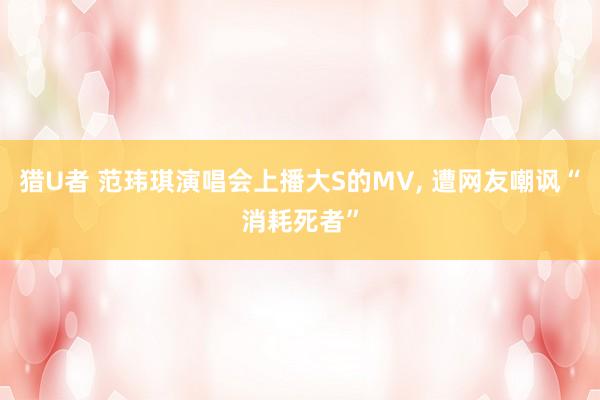 猎U者 范玮琪演唱会上播大S的MV， 遭网友嘲讽“消耗死者”