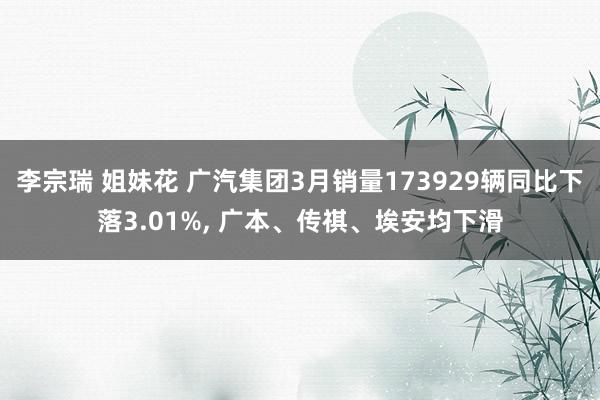 李宗瑞 姐妹花 广汽集团3月销量173929辆同比下落3.01%， 广本、传祺、埃安均下滑